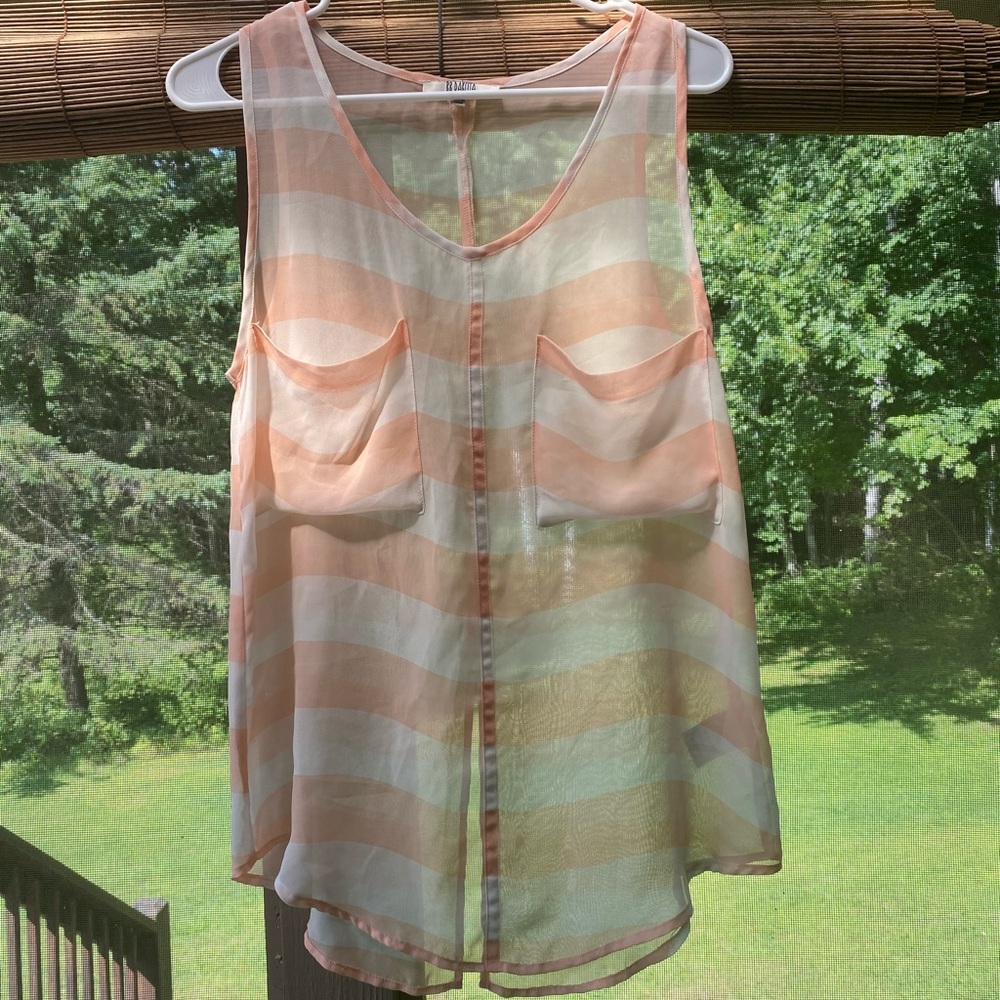 BB Dakota Peach & Cream Striped Pocket Tank